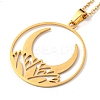 201 Stainless Steel Moon Pendant Necklace with Cable Chains NJEW-Q317-32G-2
