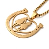 Horse Shoes with Couple 201 Stainless Steel Pendant Necklaces for Women and Men LS-NJEW-F324-04G-1