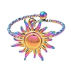 Ion Plating(IP) 304 Stainless Steel Sun Open Cuff Ring for Women RJEW-M149-08RC-1