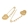 Hammered Heart 304 Stainless Steel Safety Pins Brooch Findings SA-CBA098D-15D-G05-2