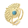 Ion Plating(IP) 304 Stainless Steel Synthetic Turquoise Cuff Rings G-Z056-02G-05-1