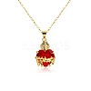 Brass Micro Pave Clear Cubic Zirconia and Red Resin Scared Heart Pendant Necklaces for Women FS-WG476F5-01-3