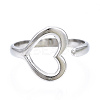 Non-Tarnish 304 Stainless Steel Heart Open Cuff Ring LS-RJEW-N040-24-2