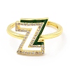 Mixed Color Enamel Initial Letter Adjustable Ring with Clear Cubic Zirconia RJEW-P045-01G-Z-2
