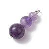 Natural Amethyst Round Beaded Pendants PALLOY-JF02867-10-3