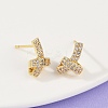 knot Brass Micro Pave Clear Cubic Zirconia Stud Earrings EJEW-F895-16G-2