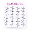 304 Stainless Steel Greek Alphabet Stud Earrings STAS-D007-07P-01-3