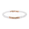 Gold-tone Miyuki Elastic Crystal Beaded Bracelet with Acrylic Tube Beads ST1549710-1