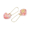 2 Pairs 2 Styles Heart & Flower Resin Dangle Hoop Earrings EJEW-JE06352-5