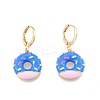 Enamel Donut Dangle Leverback Earrings EJEW-N012-101-2