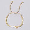Brass Round Bead Braided Bead Bracelets LS-VB3830-13-1