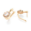 Brass Micro Pave Clear Cubic Zirconia Flower Hoop Earrings EJEW-T048-33G-3