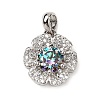 925 Sterling Silver  Moissanite Rhinestone Flower Charms STER-D308-01C-P-1