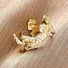 Brass Micro Pave Clear Cubic Zirconia Cuff Rings for Women RJEW-G345-02G-1