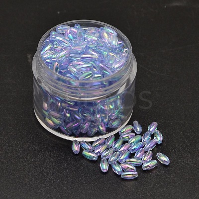 AB Color Plated Rice Electroplated Eco-Friendly Transparent Acrylic Beads PACR-I002-M-1