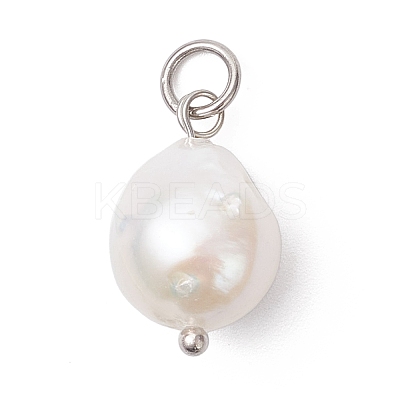Natural Baroque Pearl Keshi Pearl Pendants PALLOY-JF04627-02-1