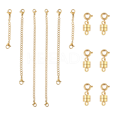 6Pcs Brass Magnetic Clasps with Springs Clasps FIND-YW0007-71G-1
