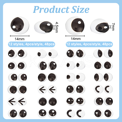 96Pcs 24 Style Glass Doll Craft Eyes Cabochons DIY-OC0011-83C-1