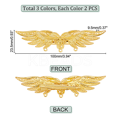 6Pcs 3 Colors Alloy Alligator Hair Clips Finding FIND-PH0006-64-1