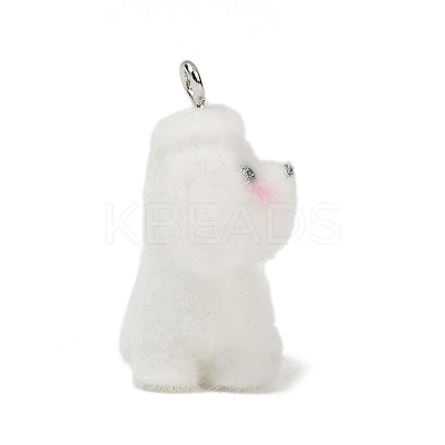 Animal Theme Flocky Opaque Resin Pendants RESI-H042-01P-17-1