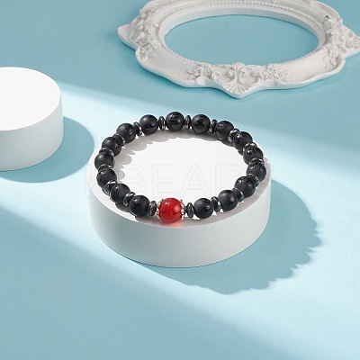Om Mani Padme Hum Mala Bead Bracelet BJEW-JB08646-1