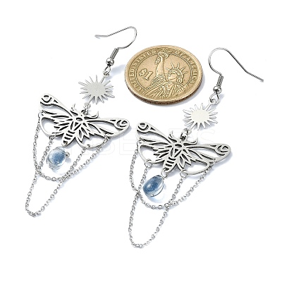 201 Stainless Steel Butterfly Dangle Earrings EJEW-TA00367-02-1