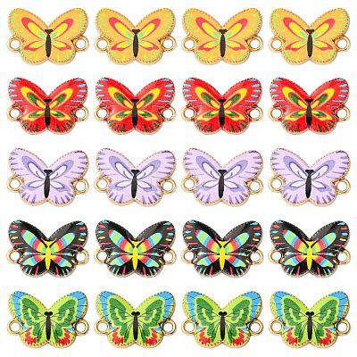 50Pcs 5 Colors Printed Alloy Connector Charms FIND-CJ0004-60-1