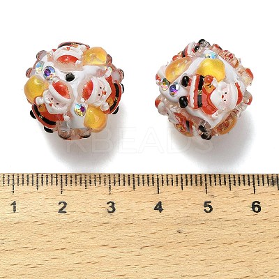Christmas Theme Polymer Clay Rhinestone Beads with Resin X-RESI-Z045-01A-1