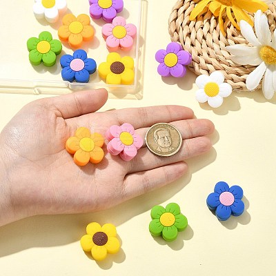 14Pcs 7 Colors Silicone Beads SIL-CJ0002-90-1