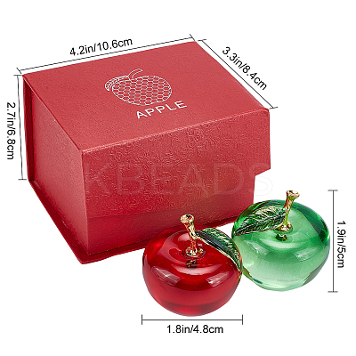 2Pcs 2 Colors Apple Glass Home Ornaments DJEW-NB0001-31-1