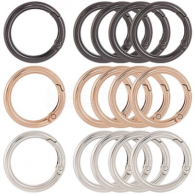 18Pcs 3 Colors Zinc Alloy Spring Gate Rings FIND-SP0001-51-1