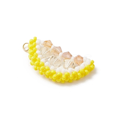 Glass Seed Beaded Lemon Slice Pendants PALLOY-MZ00813-1