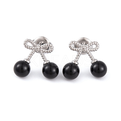 304 Stainless Steel Enamel Stud Earrings for Women EJEW-A049-17P-1