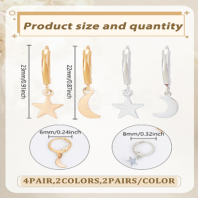 4 Pairs 4 Styles Alloy Leverback Earrings for Women EJEW-LP0007-117-1
