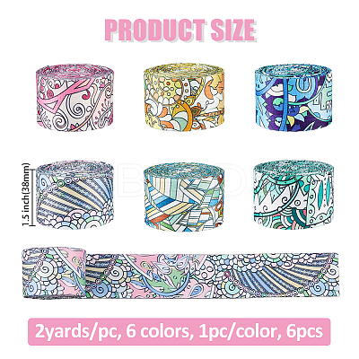 6Pcs 6 Colors Polyester Ribbons OCOR-FH0001-48A-1