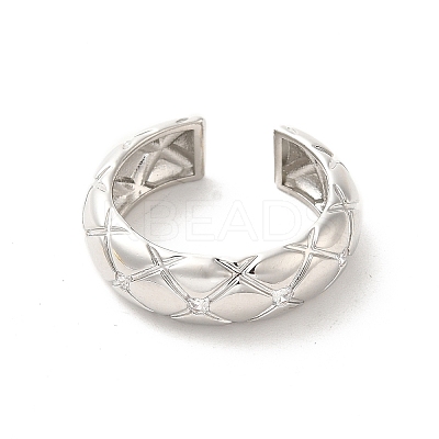 Brass Micro Pave Cubic Zirconia Open Cuff Rings RJEW-P098-07P-1