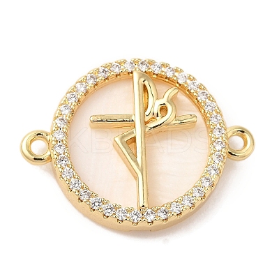 Rack Plating Brass Micro Pave Clear Cubic Zirconia Spanish Faith Cross Connector Charms KK-L220-003G-03-1