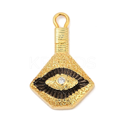 Brass Clear Cubic Zirconia Eye Pendants KK-U058-51G-1
