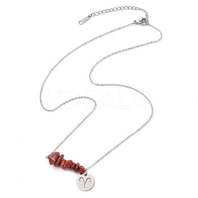 12Pcs 12 Styles Natural Gemstone & Constellation Pendant Necklaces NJEW-JN05084-1