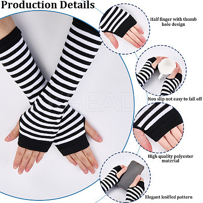 4 Pairs 4 Colors Acrylic Fiber Yarn Knitting Fingerless Gloves AJEW-GF0010-88-1