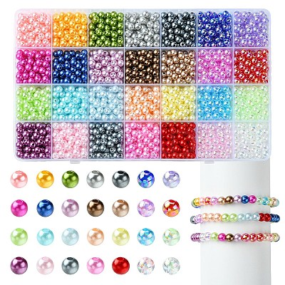 1960Pcs 28 Colors Spray Painted ABS Plastic Imitation Pearl & Transparent Acrylic Beads OACR-YW0001-90-1