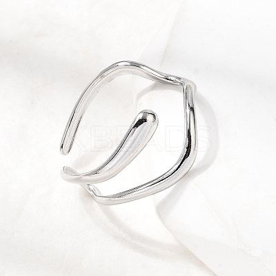 304 Stainless Steel Open Cuff Rings for Women RJEW-K313-13P-1