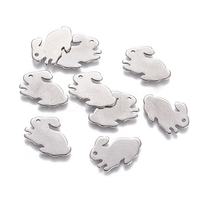 Tarnish Resistant 201 Stainless Steel Bunny Charms STAS-L233-087P-1