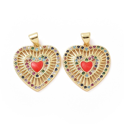 Brass Cubic Zirconia Pendants ZIRC-I062-28A-G-1