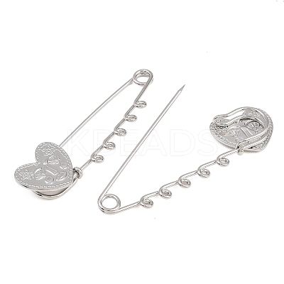 Heart Face 304 Stainless Steel Safety Pins Brooch Findings SA-CBA098D-15B-P05-1