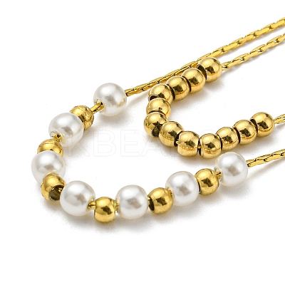 304 Stainless Steel Boston Link Chains Double Layer Necklaces LS-BJEW-K257-04G-1