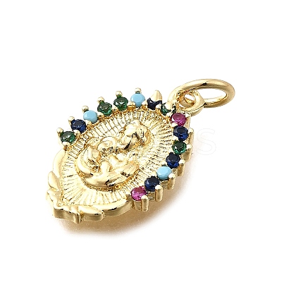 Brass Micro Pave Cubic Zirconia Pendants KK-P336-04C-G-1
