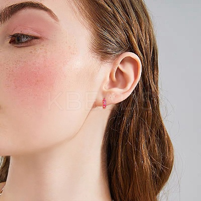 Enamel Striped Thick Hoop Earrings JE1110E-1