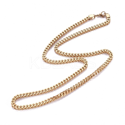 Men's 304 Stainless Steel Diamond Cut Cuban Link Chain Necklaces NJEW-G340-10G-02-1