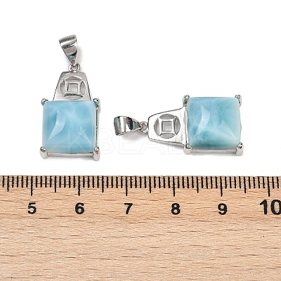 2Pcs Natural Larimar Square Coin Pendants SJEW-D300-01P-1